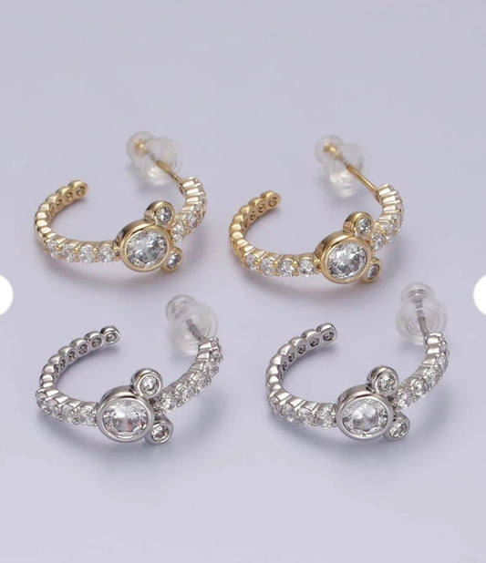 Crystal Hoop Mouse Earrings