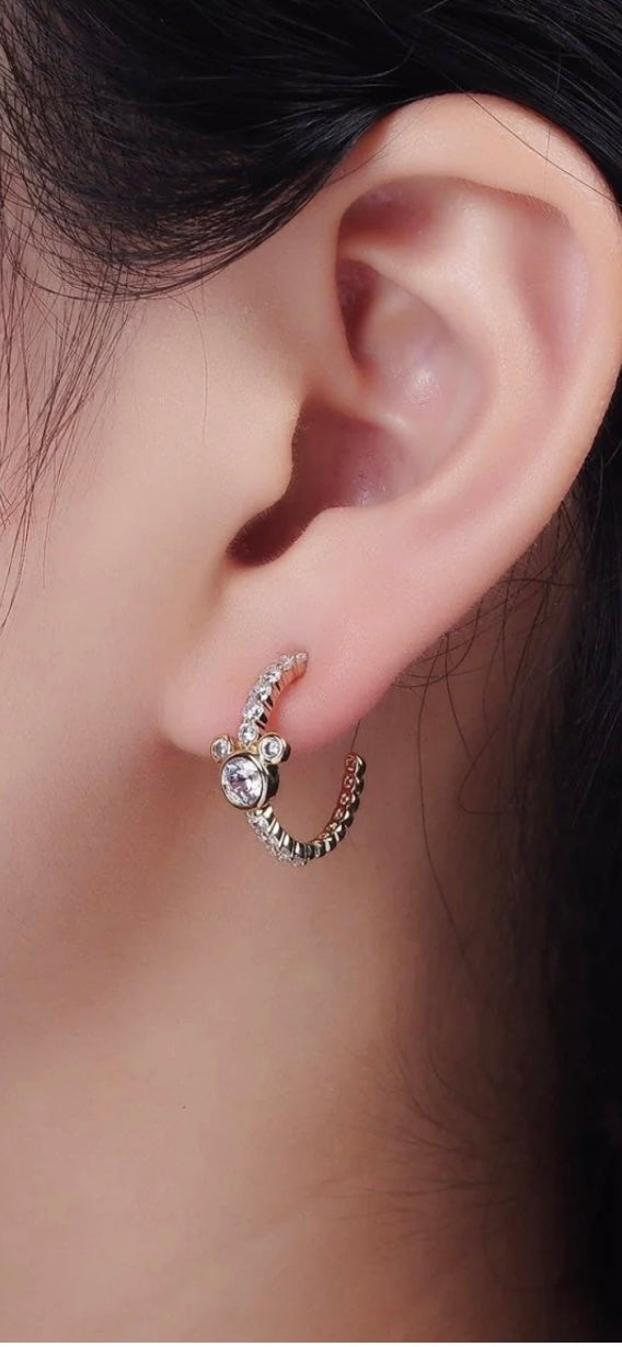 Crystal Hoop Mouse Earrings